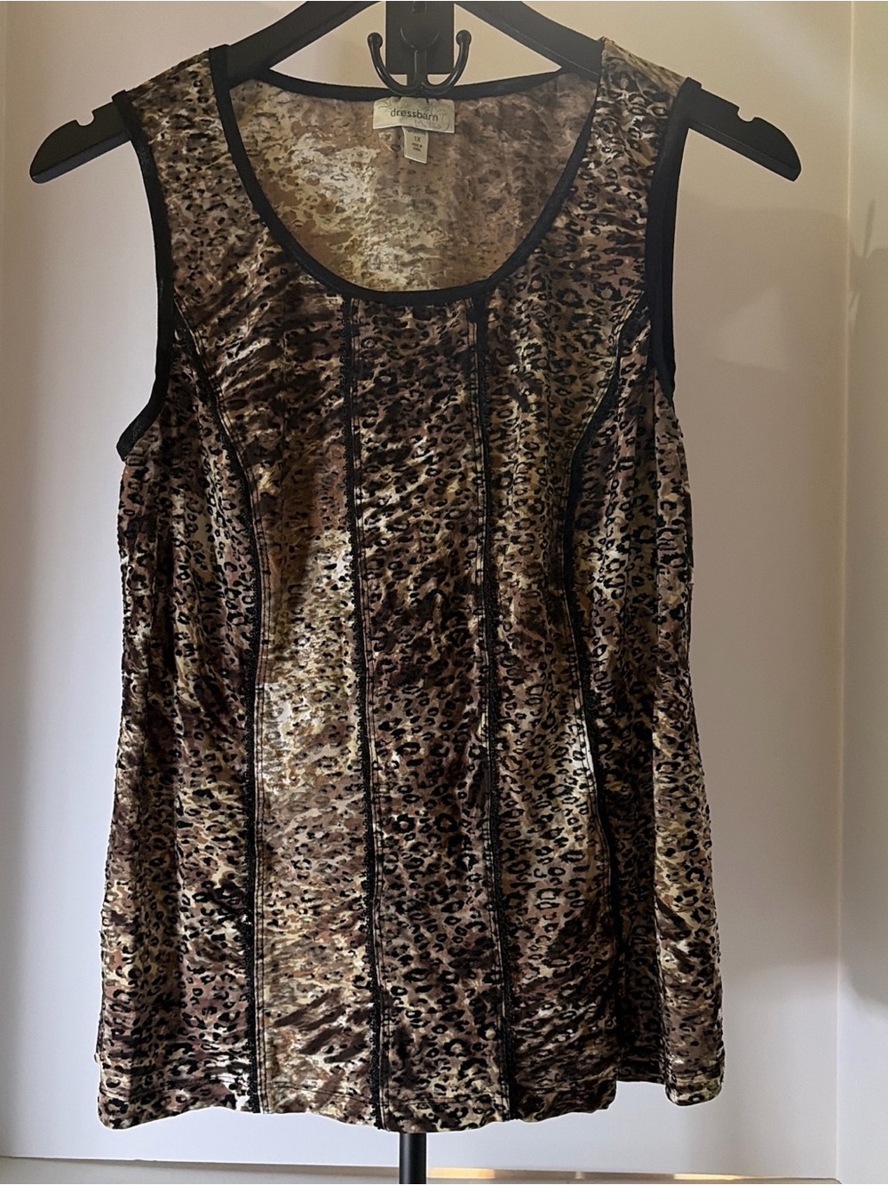 dressbarn Brown Leopard Velvet Scoop Tank